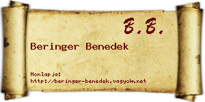 Beringer Benedek névjegykártya