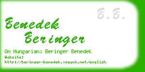 benedek beringer business card